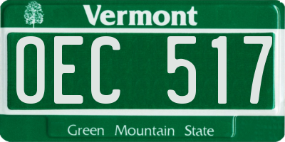 VT license plate OEC517