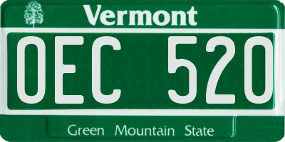 VT license plate OEC520