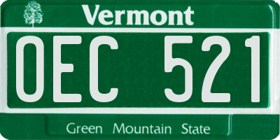 VT license plate OEC521