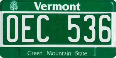 VT license plate OEC536