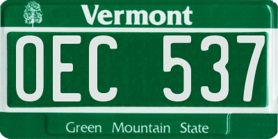 VT license plate OEC537