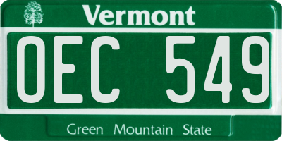 VT license plate OEC549