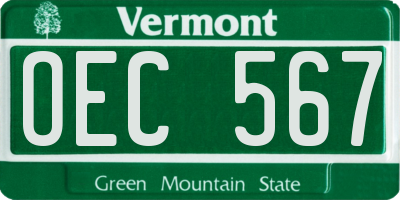 VT license plate OEC567