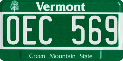 VT license plate OEC569