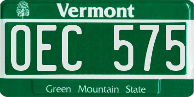 VT license plate OEC575