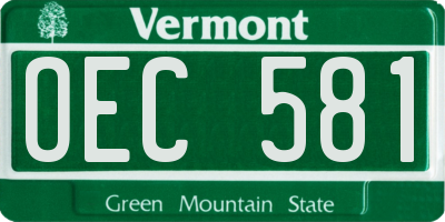VT license plate OEC581