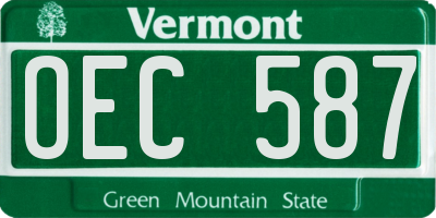 VT license plate OEC587