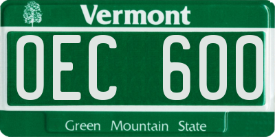 VT license plate OEC600