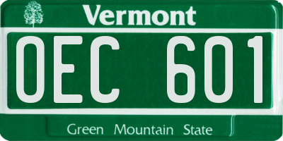 VT license plate OEC601