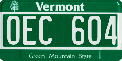 VT license plate OEC604