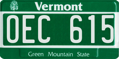 VT license plate OEC615