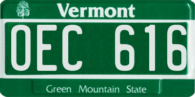 VT license plate OEC616