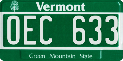 VT license plate OEC633