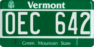VT license plate OEC642