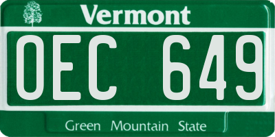 VT license plate OEC649
