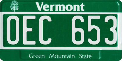 VT license plate OEC653