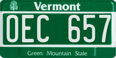 VT license plate OEC657