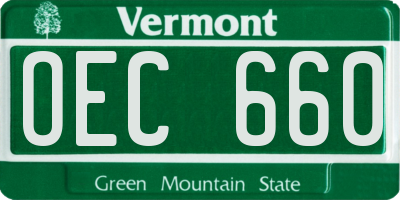 VT license plate OEC660