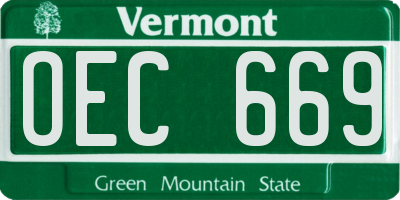 VT license plate OEC669