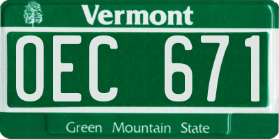 VT license plate OEC671