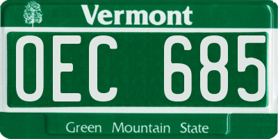 VT license plate OEC685
