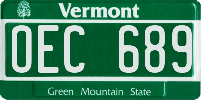 VT license plate OEC689