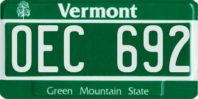 VT license plate OEC692