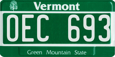 VT license plate OEC693