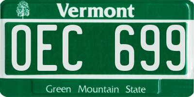 VT license plate OEC699