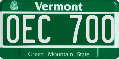 VT license plate OEC700