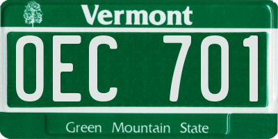 VT license plate OEC701