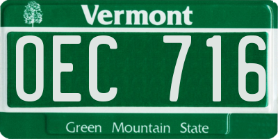 VT license plate OEC716