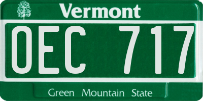 VT license plate OEC717