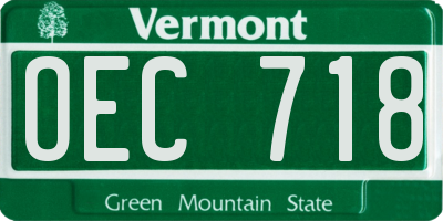 VT license plate OEC718