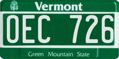VT license plate OEC726
