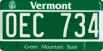 VT license plate OEC734