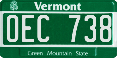 VT license plate OEC738