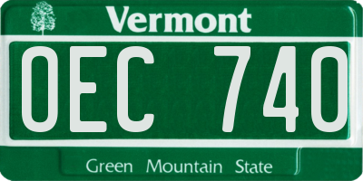 VT license plate OEC740