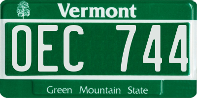 VT license plate OEC744