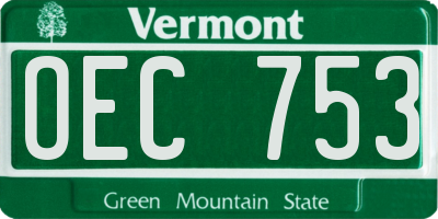 VT license plate OEC753