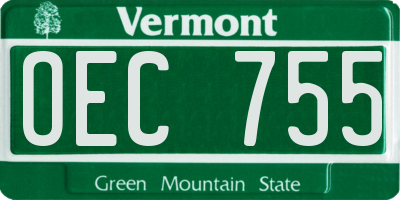 VT license plate OEC755
