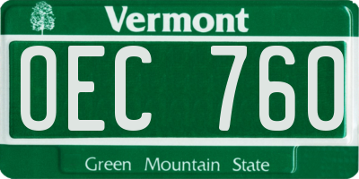 VT license plate OEC760