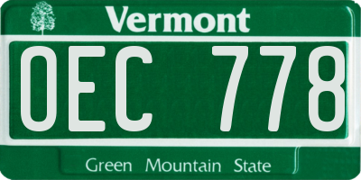 VT license plate OEC778