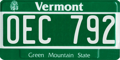 VT license plate OEC792