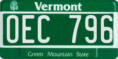 VT license plate OEC796