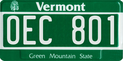 VT license plate OEC801