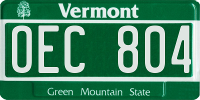 VT license plate OEC804