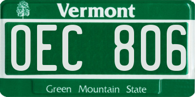VT license plate OEC806