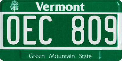 VT license plate OEC809