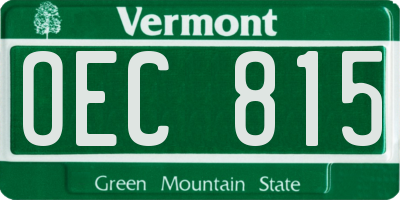 VT license plate OEC815
